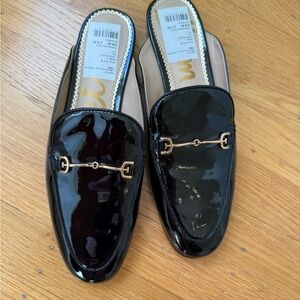 Black Loafers with Gold Detailing
